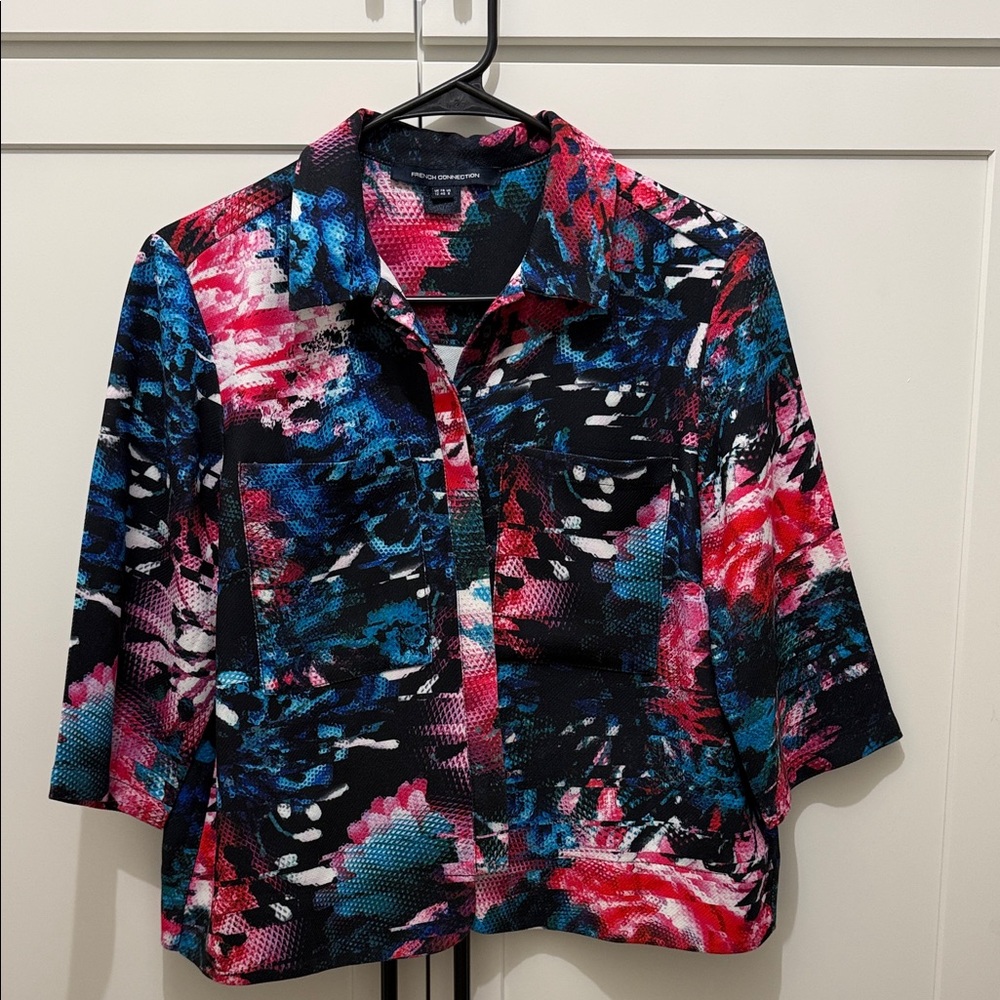 French Connection Vibrant Abstract Button Down Sh… - image 1